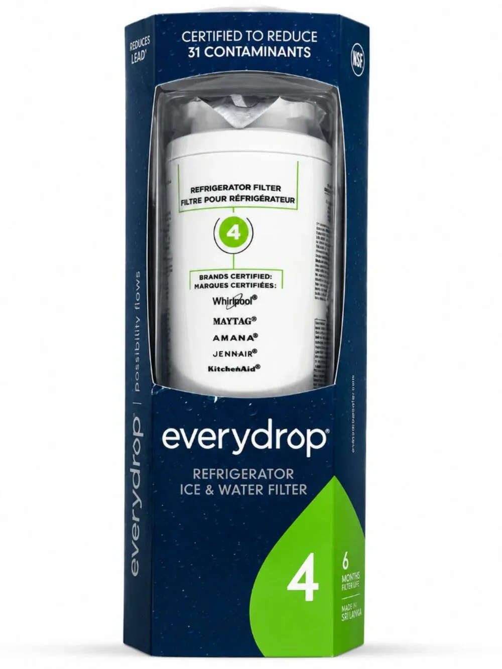 EveryDrop Filter 4 Refrigerator Ice & Water Filter EDR4RXD1 Whirlpool Maytag OEM